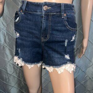 Maurices M Jeans‎ sz 0 Shorts High Rise Crochet Trim Stretch